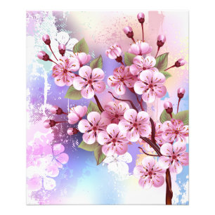 Foto Sakura rosa sobre fondo de pintura