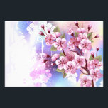 Foto Sakura rosa sobre fondo de pintura<br><div class="desc">Dibujado artísticamente,  rama de rosa,  flores de cerezo sobre fondo pintoresco,  texturizado,  pintado con pintura blanca,  rosa y azul. Pink Sakura</div>