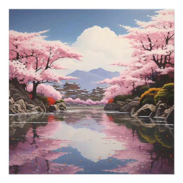 Foto Sakura sobre la ribera del río (Frente)