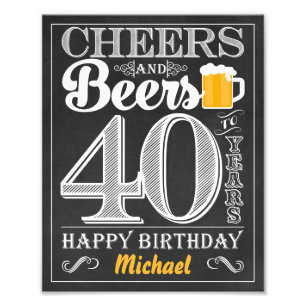 Foto Saludos y cervezas a 40 años feliz Rótulo de cumpl