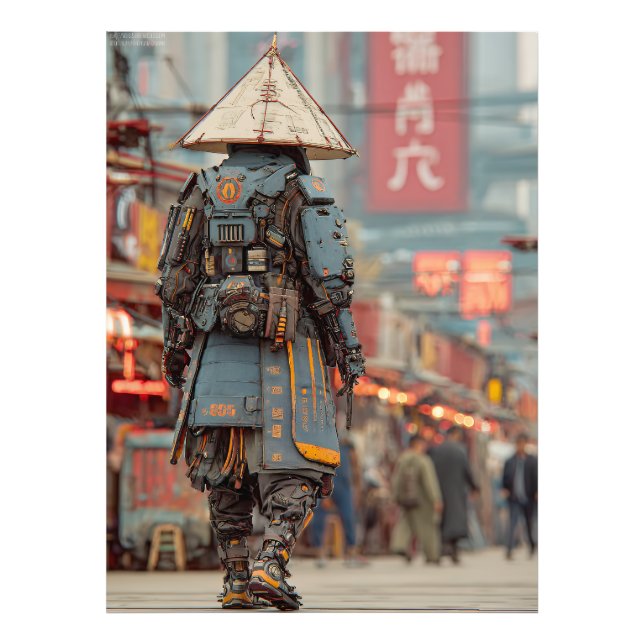 Foto Samurái Mecha Gorro Cónico Cyberpunk (Frente)