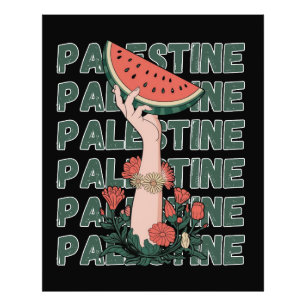 Foto sandía, flores y texto palestino Repetir