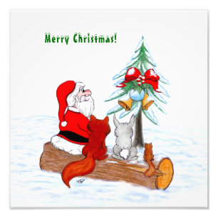 Foto Santa Claus con Fox de Conejo y Squirrel