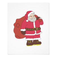 Santa Claus de rojo con bolsa de regalo y anteojos