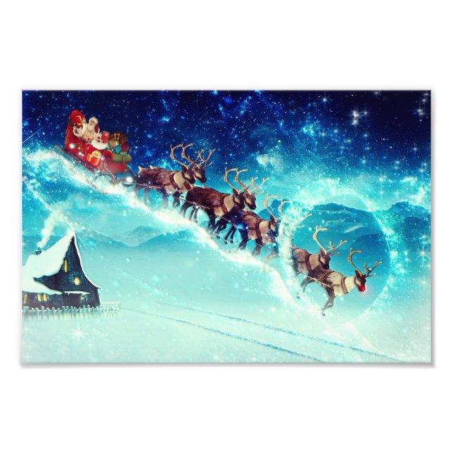 Foto Santa Claus Flying with Reindeer (Frente)