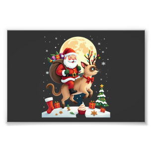 Foto Santa montando Reno Gato Siamés Árbol de Navidad L