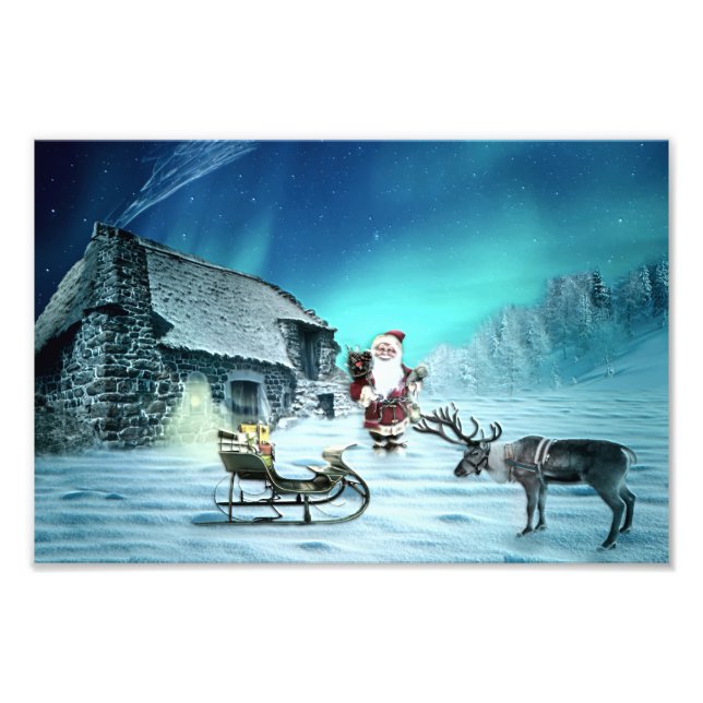 Foto Santa y Rudolph con Sled (Frente)