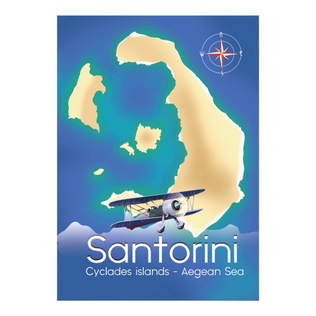 Foto Santorini islas Cícladas mapa del Mar Egeo (Frente)