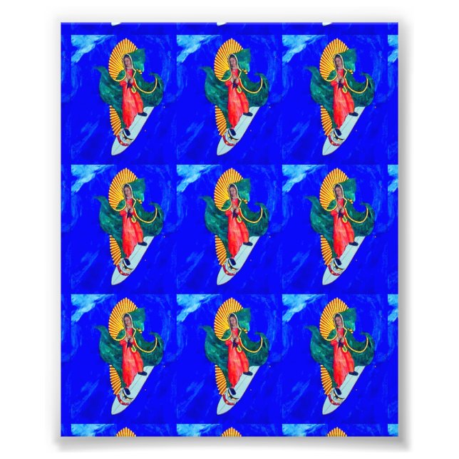 Foto santos surfistas en la imagen de olas azules (Frente)