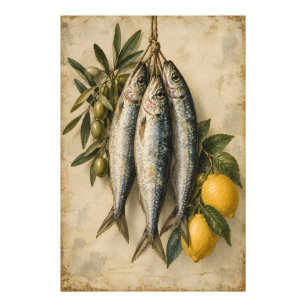 Foto Sardinas Vintage con Limones y Aceitunas Mediterra