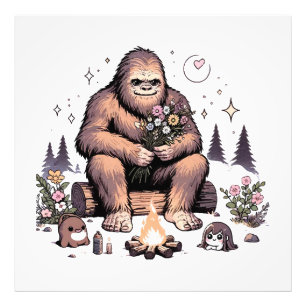Foto Sasquatch sosteniendo flores