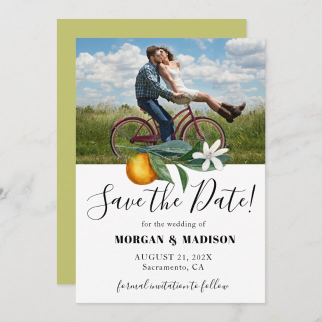 Foto: Save the Date Naranjas Boda (Anverso / Reverso)