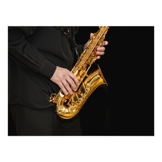 Foto Saxophone Player hands Saxophonist playing jazz  (Frente)