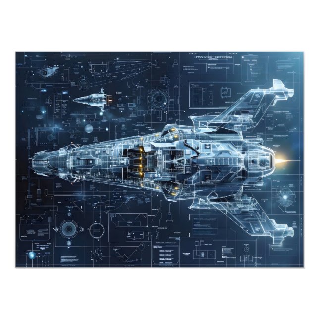Foto Sci-Fi de Space Ship Blueprint (Frente)