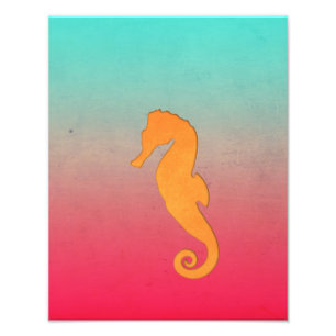 Foto Seahorse naranja silhouette Playa náutica simple