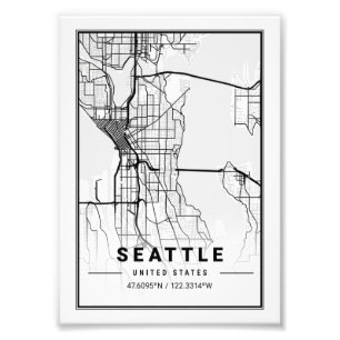 Foto Seattle - Mapa de la ciudad ligera de los Estados 