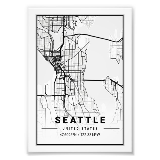 Foto Seattle - Mapa de la ciudad ligera de los Estados  (Frente)