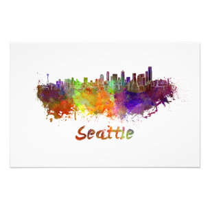 Foto Seattle skyline in watercolor
