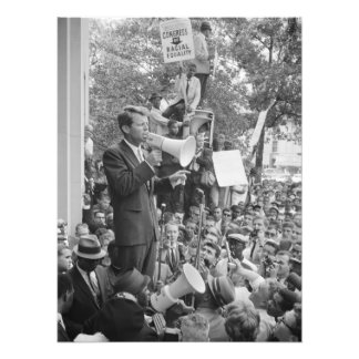 Foto Senador Robert Kennedy haciendo campaña para Presi