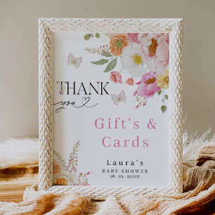 Foto Señal de Baby Shower de Regalos y Tarjetas Rosa Fl
