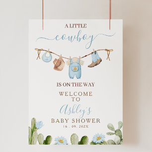 Foto Señal de bienvenida Baby Shower de Brown Blue Coth