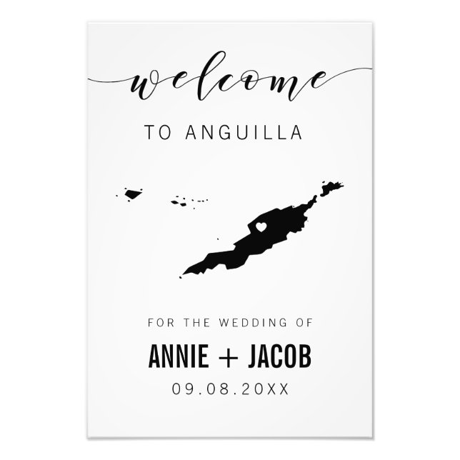 Foto Señal de bienvenida del Boda de mapas de Anguila, (Frente)