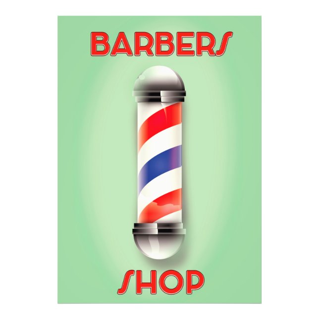 Foto Señal de poste vintage de barbería (Frente)