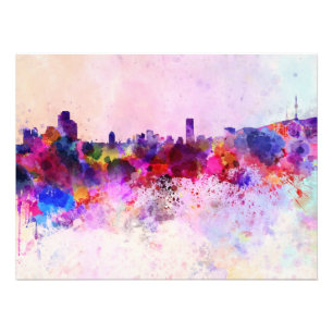 Foto Seoul skyline in watercolor background