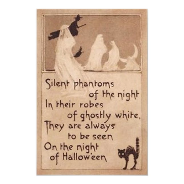 Foto Sepia Ghost Witch Black Cat Crescent Moon (Frente)