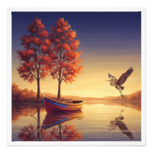 Serene Autumn Lake Wall Art - Inspiración natural