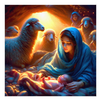 Foto Serene Madonna y la escena de la natividad infanti