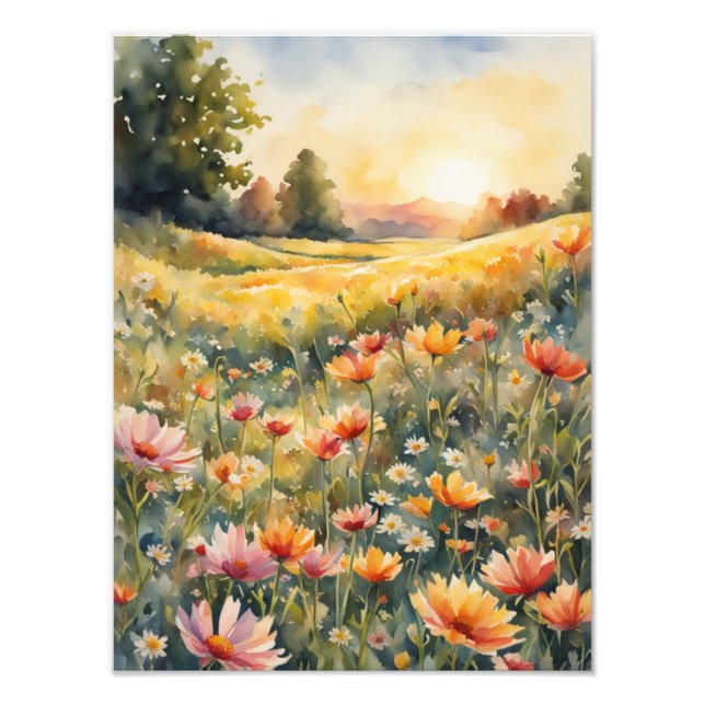 Foto Serene Sunset Flower Field (Frente)