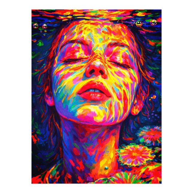 Foto Serene Woman Underwater Rainbow Colors Impasto (Frente)