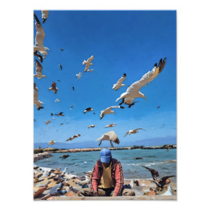 Foto Serenidad costera con pájaros que crecen