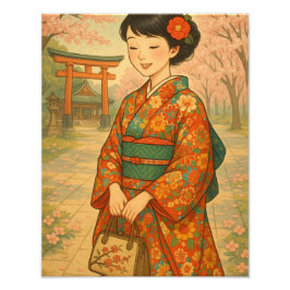 Foto Serenidad en Sakura: Belleza japonesa de Kimono