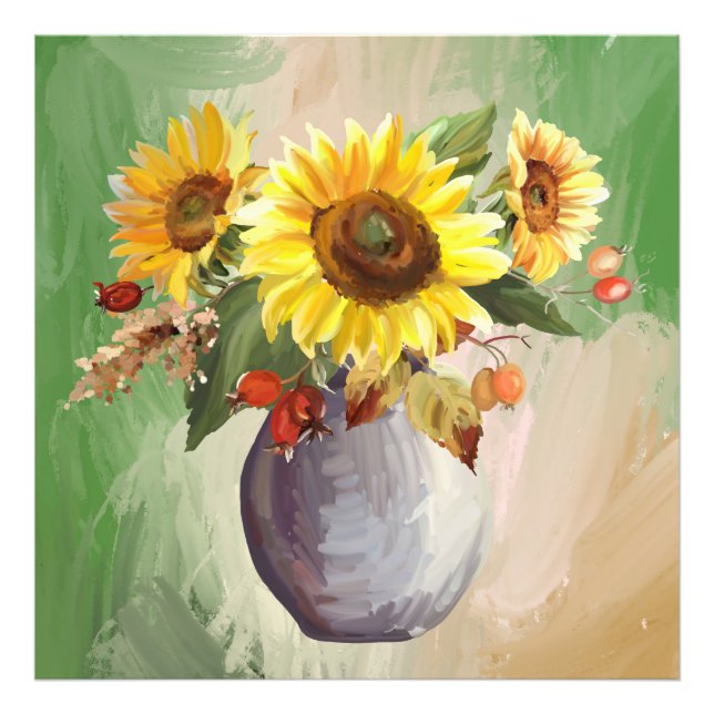 Foto Serenidad iluminada con el sol: girasoles en flor (Frente)