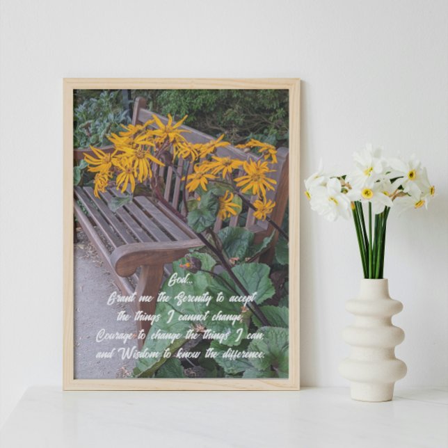 Foto Serenity Prayer Garden Bench Floral (In Situ)