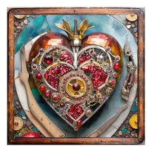 Serie Steampunk Corazón de Granada Rubí