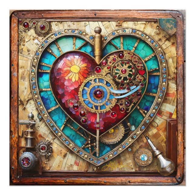 Foto Serie Steampunk de Glass Staint Sunflower Heart (Frente)