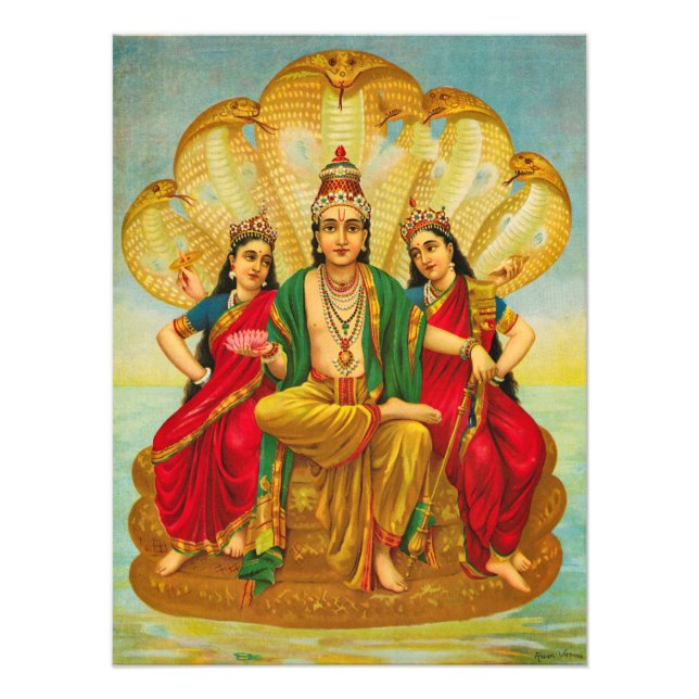 Foto Sesha Narayana, Rey de Nagas por Raja Ravi Varma (Frente)