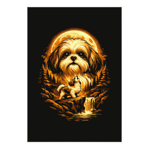 Foto Shih Tzu Aullando a La Luna Perro Divertido