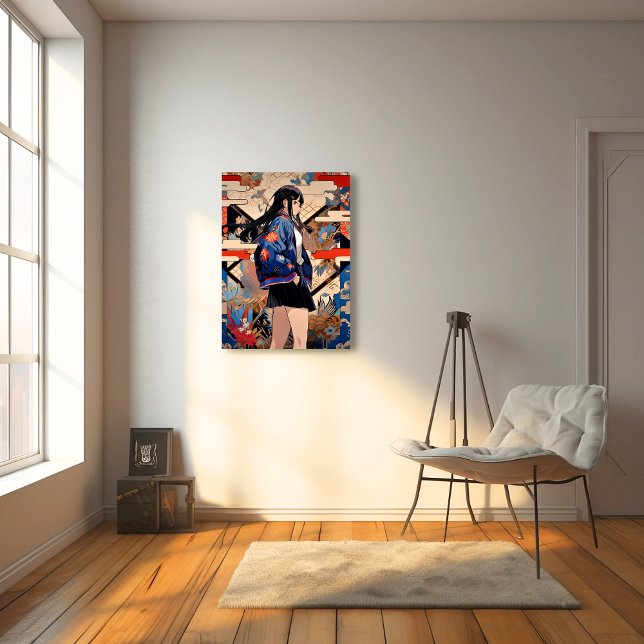 Foto 【SHOP限定イラスト】和柄JKポスター｜寿司娘 GenerativeAI (Subido por el creador)