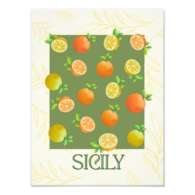 Foto Sicilia Citrus Wall Art Naranja y limón italiano (Frente)