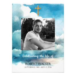 Foto Signo de bienvenida azul funeral, celebrando la vi