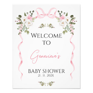 Foto Signo de bienvenida de Baby Shower con floral de c