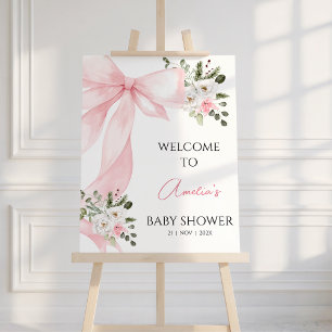 Foto Signo de bienvenida de Baby Shower de Coquette Pin