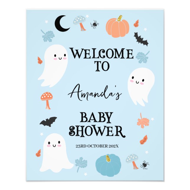 Foto Signo de bienvenida de Baby Shower de Halloween az (Frente)