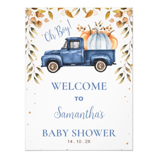Foto Signo de bienvenida de Baby Shower del camión de c (Frente)