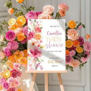 Foto Signo de bienvenida de Baby Shower floral de Citru