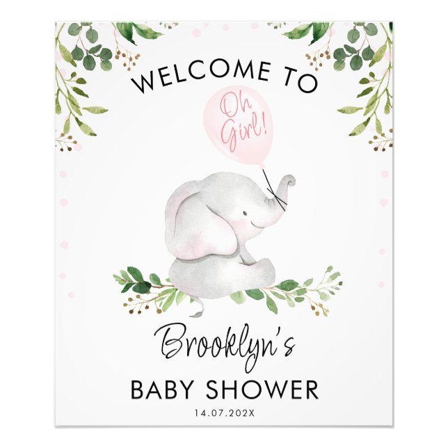 Foto Signo de bienvenida de Baby Shower para elefante g (Frente)